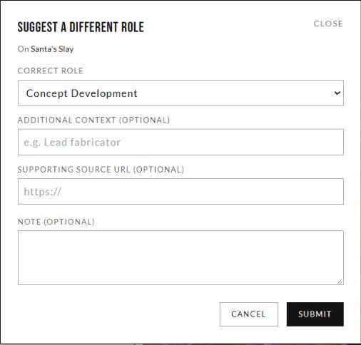 Artelier: Give contributors a voice — the attribution correction form (form only; nothing submitted)