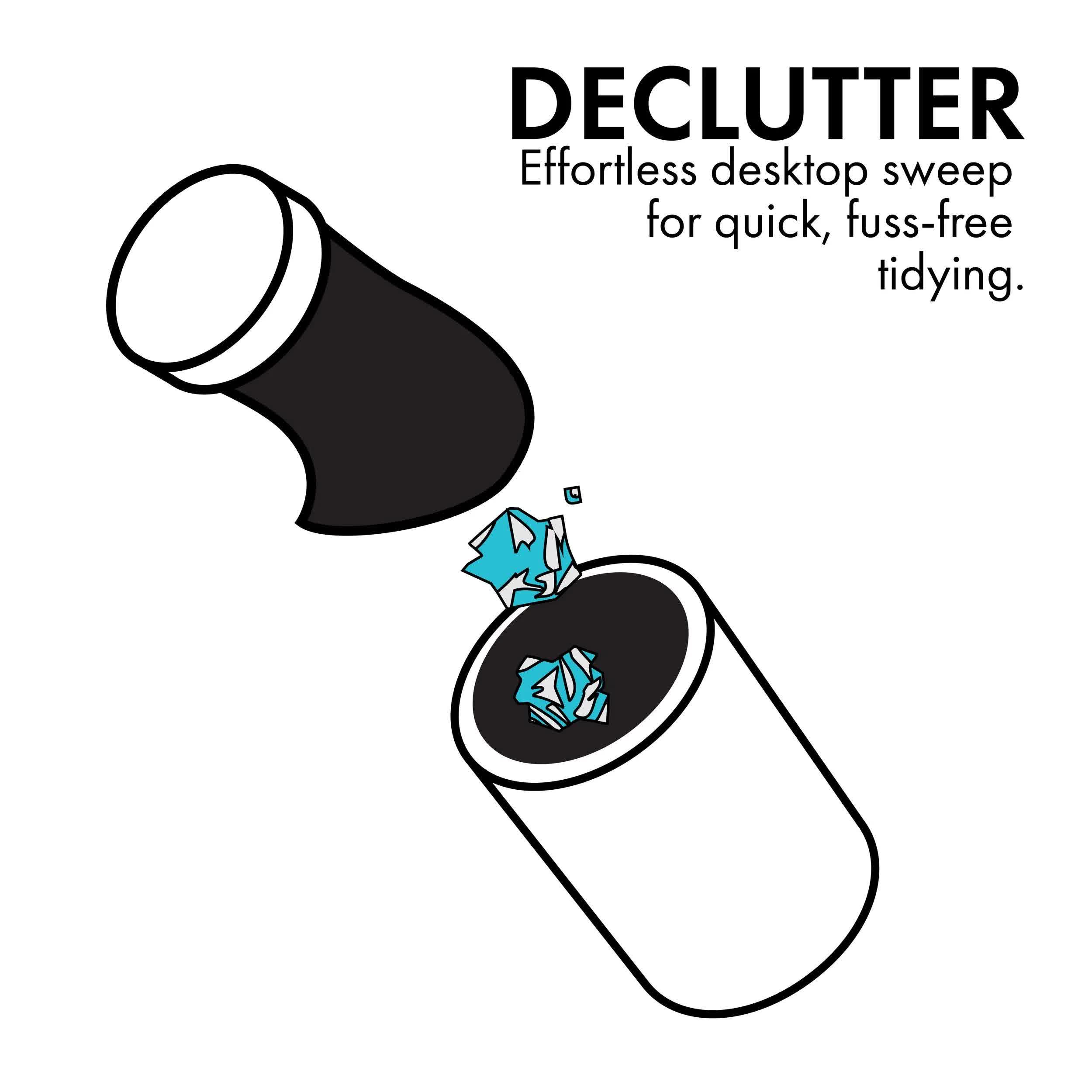 Kiwi Nest: Declutter — feature diagram, a desktop sweep for quick tidying