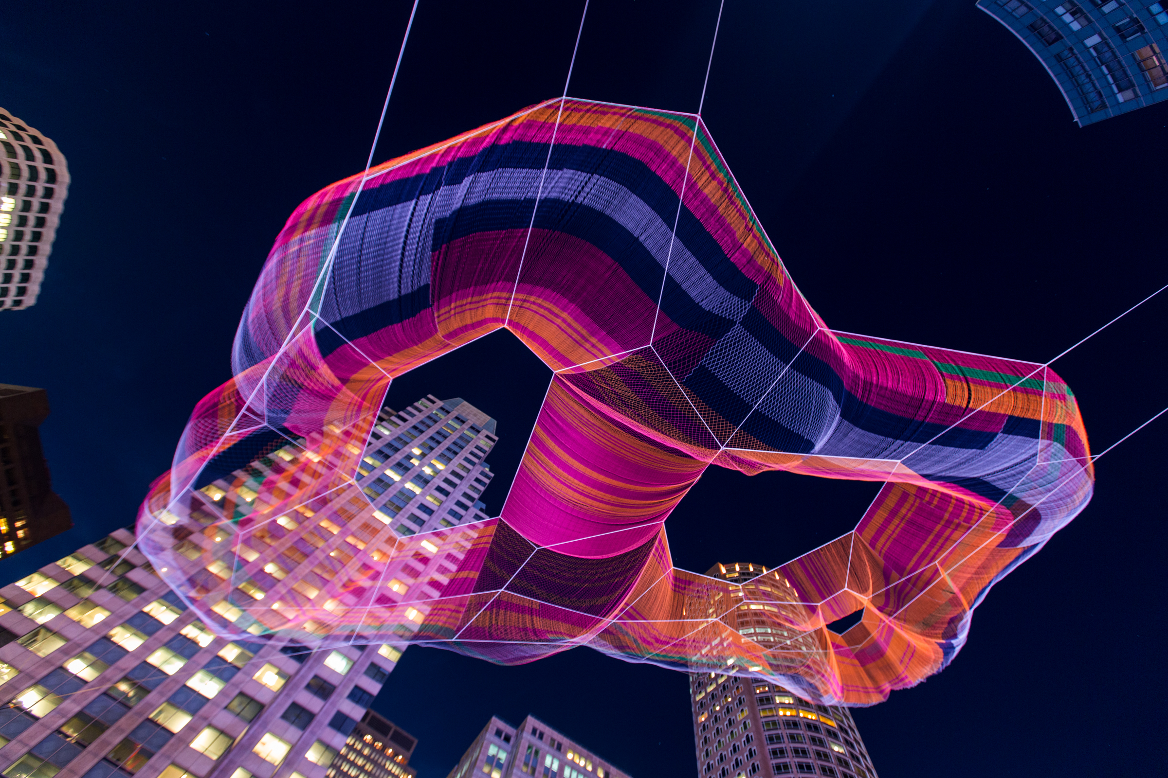 Studio Echelman: Boston Greenway night view