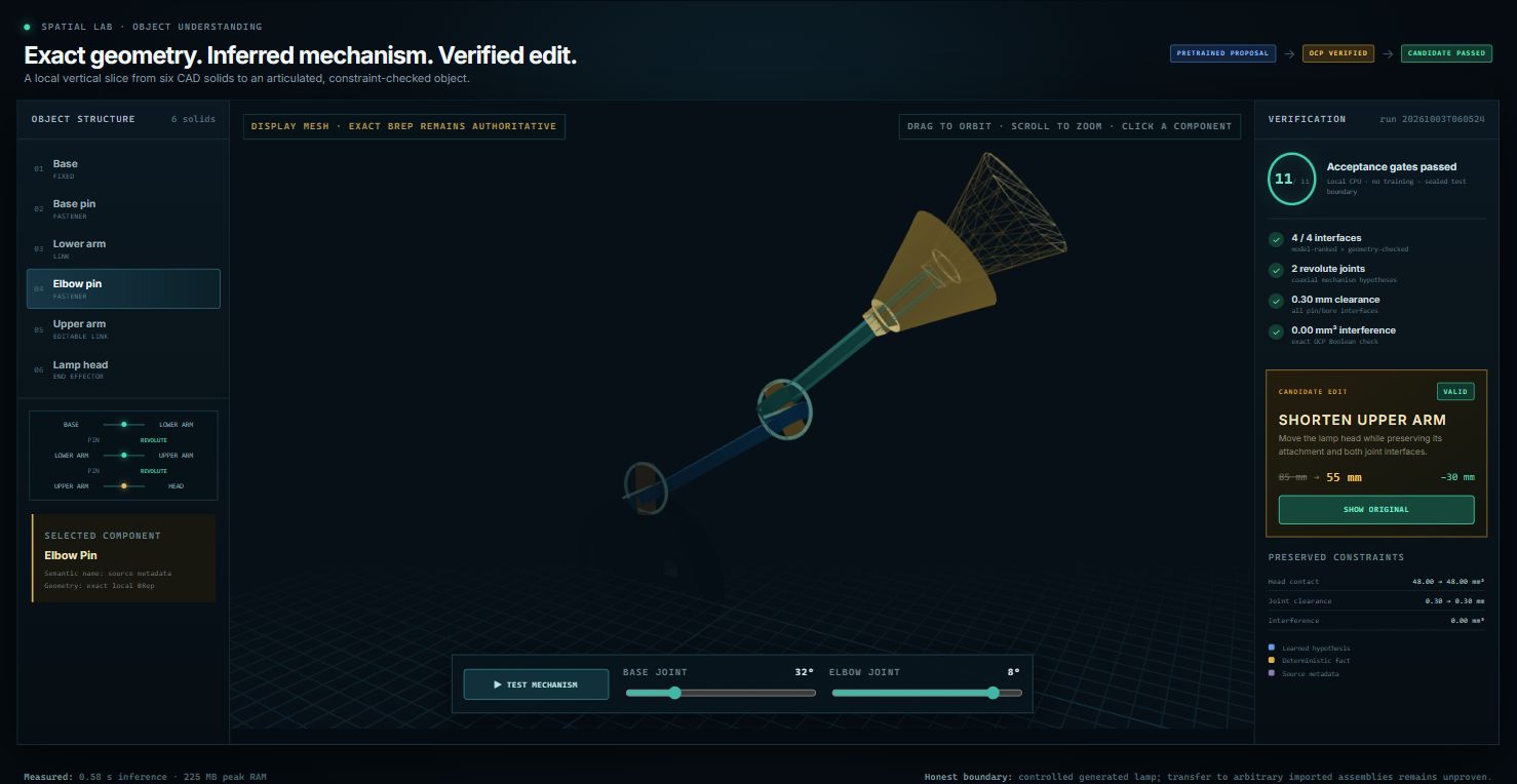 Spatial Lab / Spatial Intelligence: Lamp study — verified shorter arm with original overlay