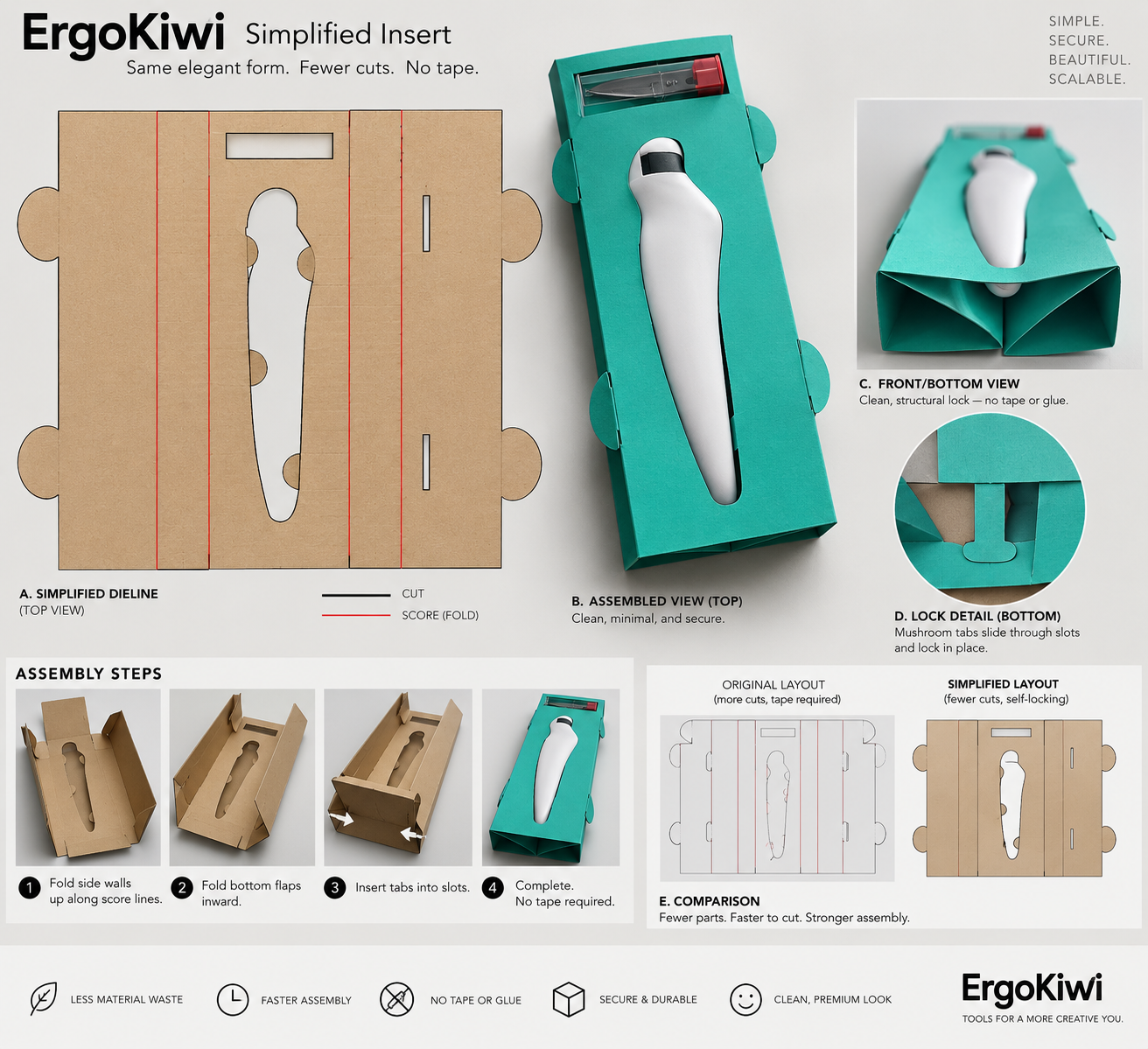 Ergokiwi: Self-locking insert board