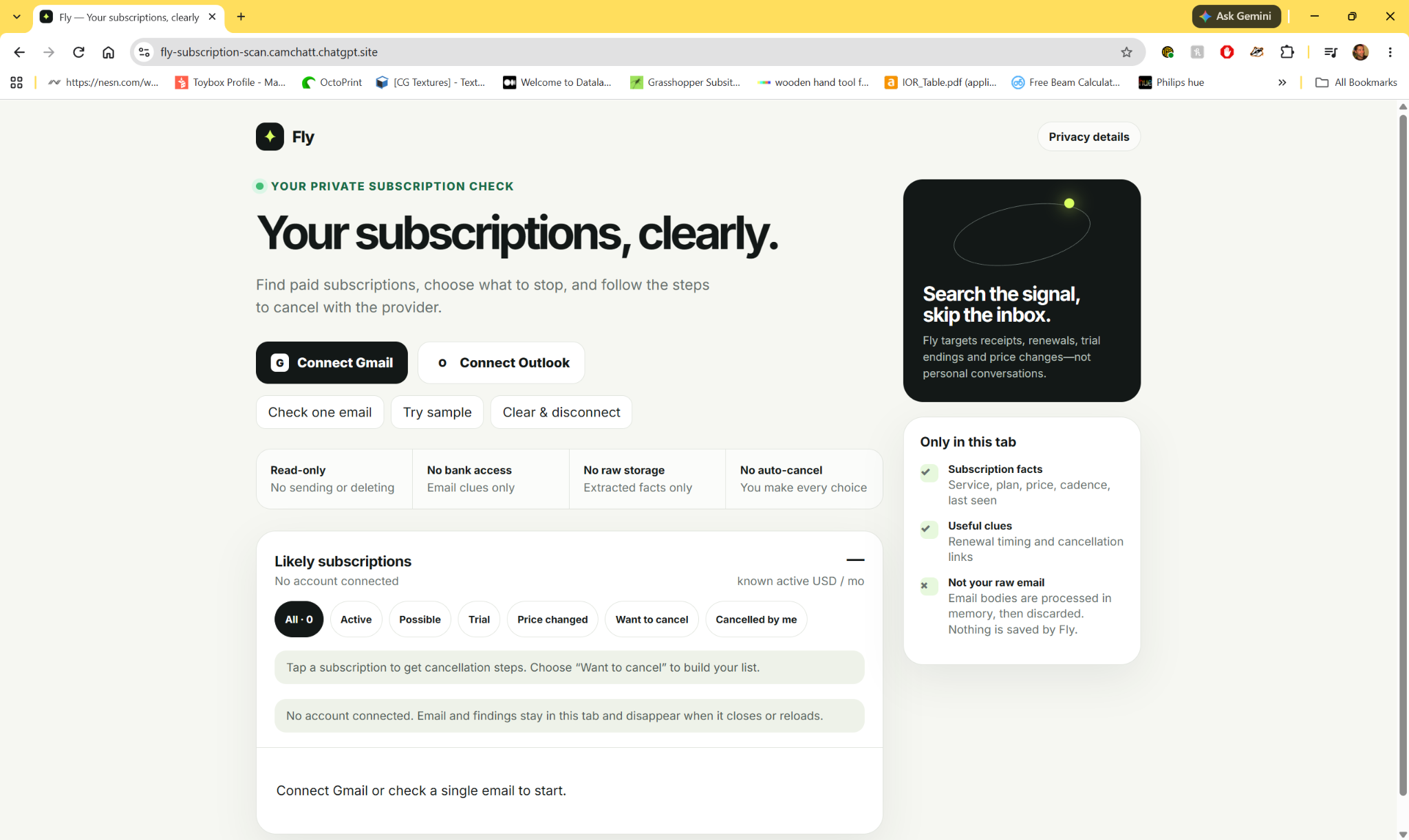 Fly Subscription Scan